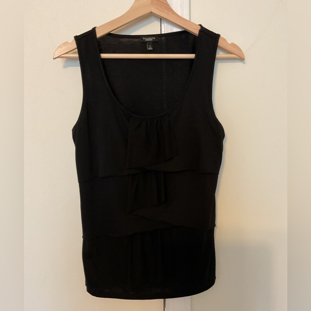Whimsigoth Grunge Fairy Dark Coquette Black Multi-layer Ruffle Tank Top S Small